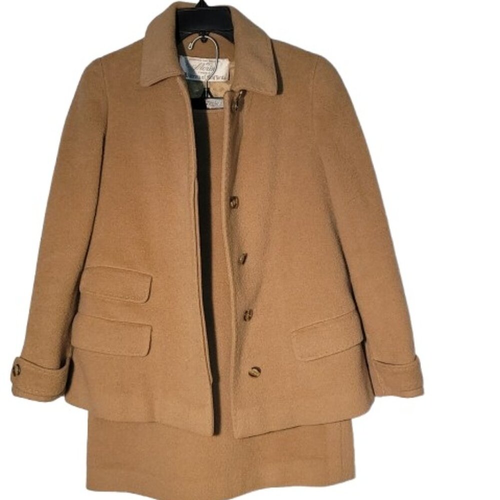 Classic Warren of Stafford 2-Piece Wool Women's Skirt Suit Fully Lined Camel/Tan